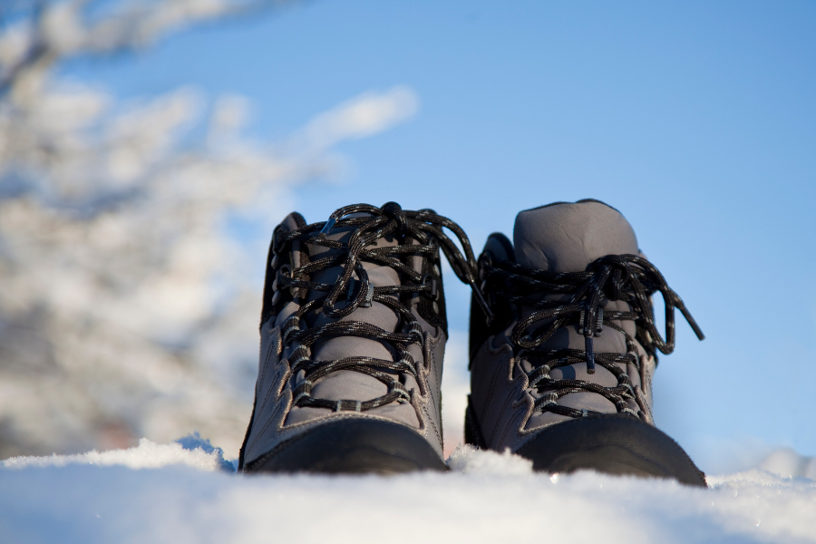 Womens Winter kit list - walking boots in snow 2